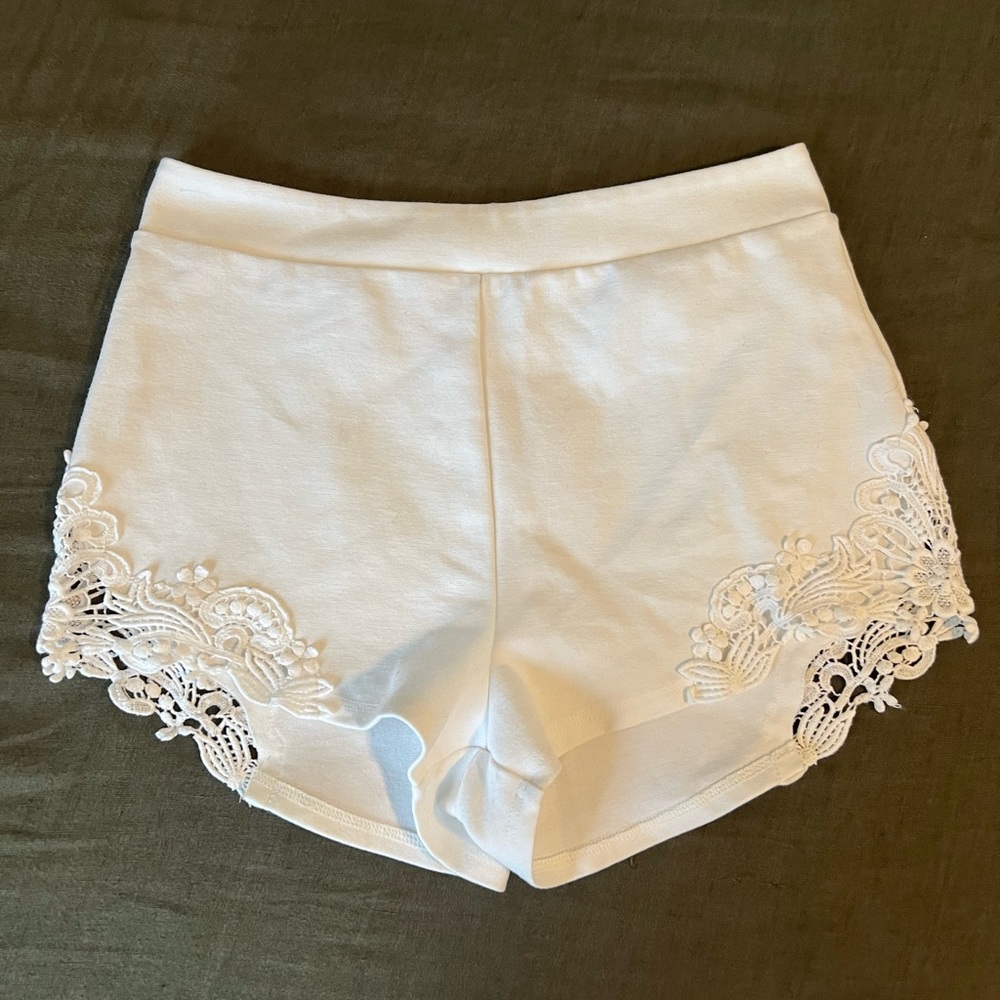 Pins & Needles Cream Lace Accent Shorts